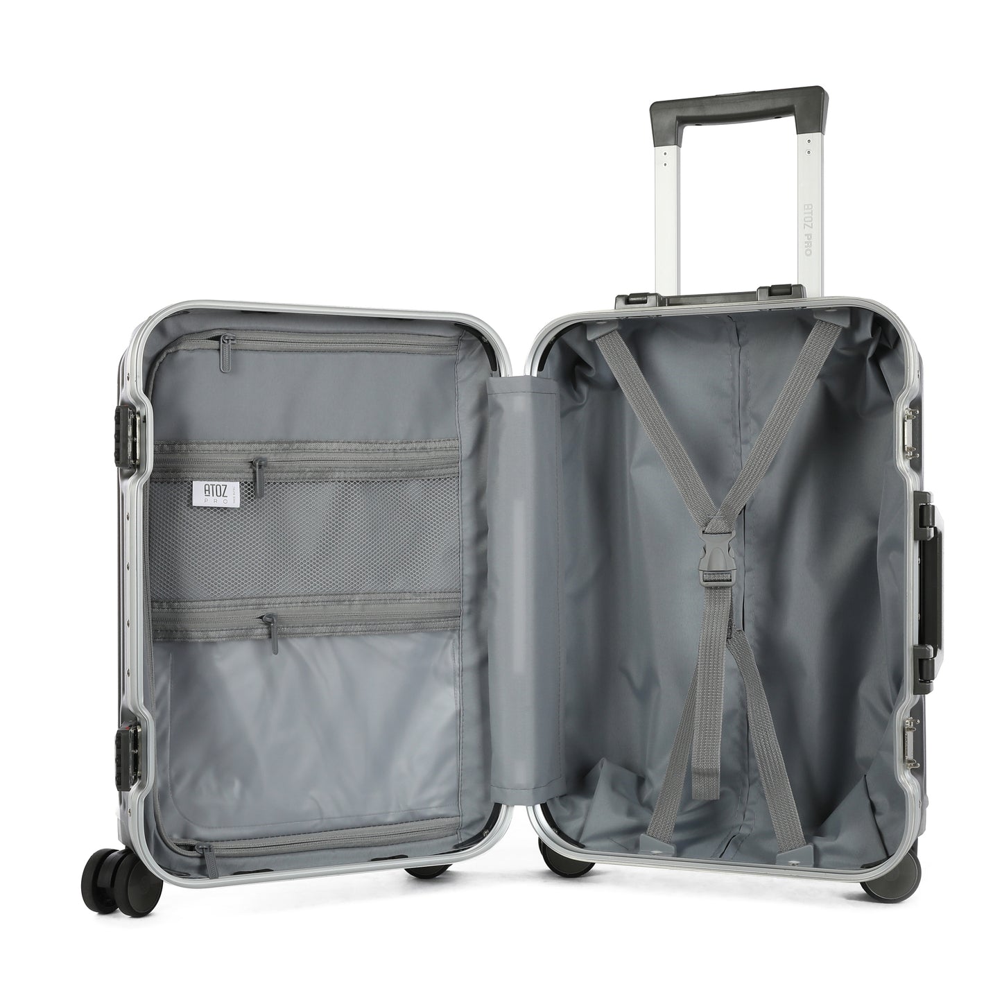 A To Z Pro Aliframe Handbagage 55cm Aluminium Binnenkant Donker grijs