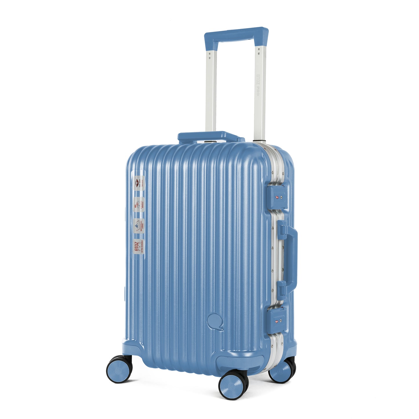 A To Z Pro Aliframe Handbagage 55cm Aluminium Licht blauw Schuin
