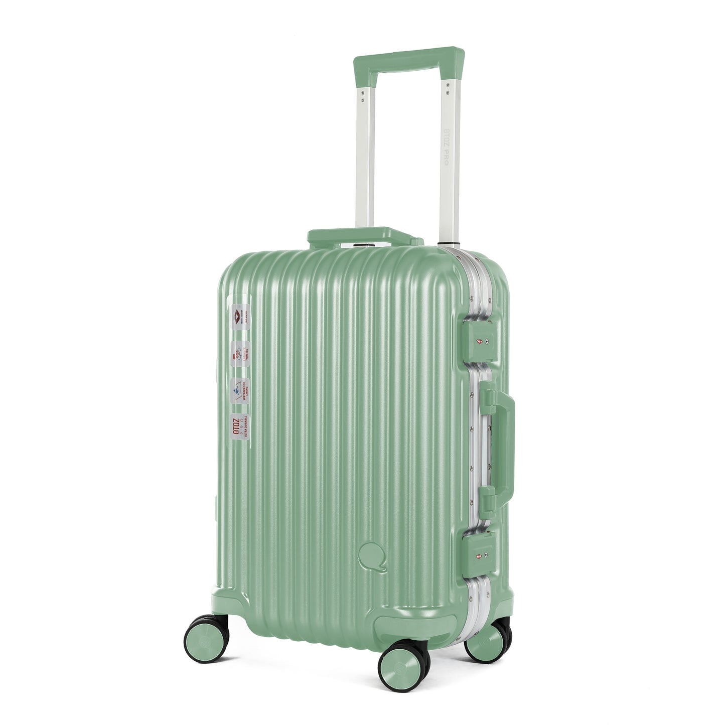 A To Z Pro Aliframe Handbagage 55cm Aluminium Licht groen Schuin