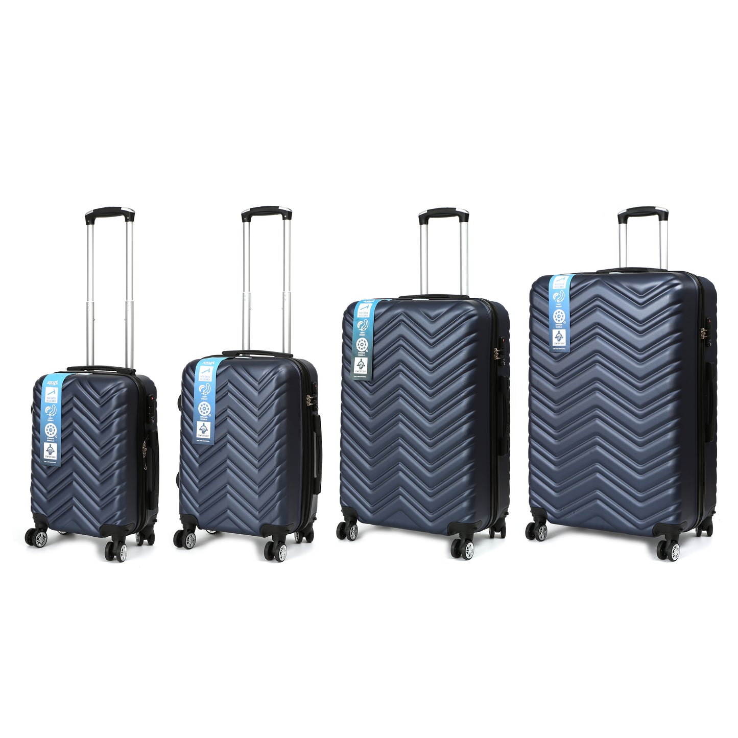 A To Z Traveller QualiTrav Kofferset 4-delig Marineblauw Schuin