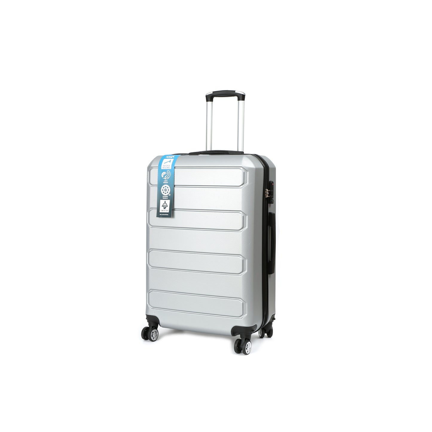 AeroTrav Reiskoffer 70cm ABS met TSA Zilver Schuin