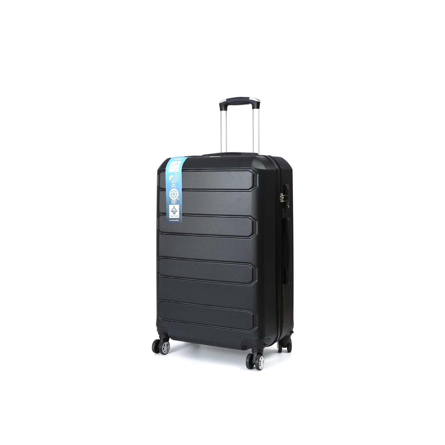 AeroTrav Reiskoffer 70cm ABS met TSA Zwart Schuin