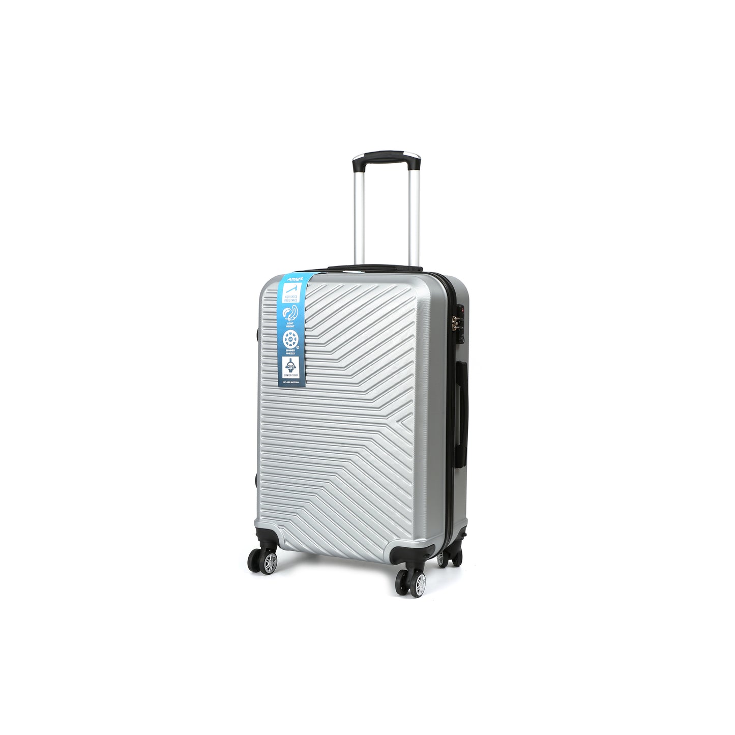 EvoTrav Reiskoffer 65cm ABS met TSA Zilver Schuin