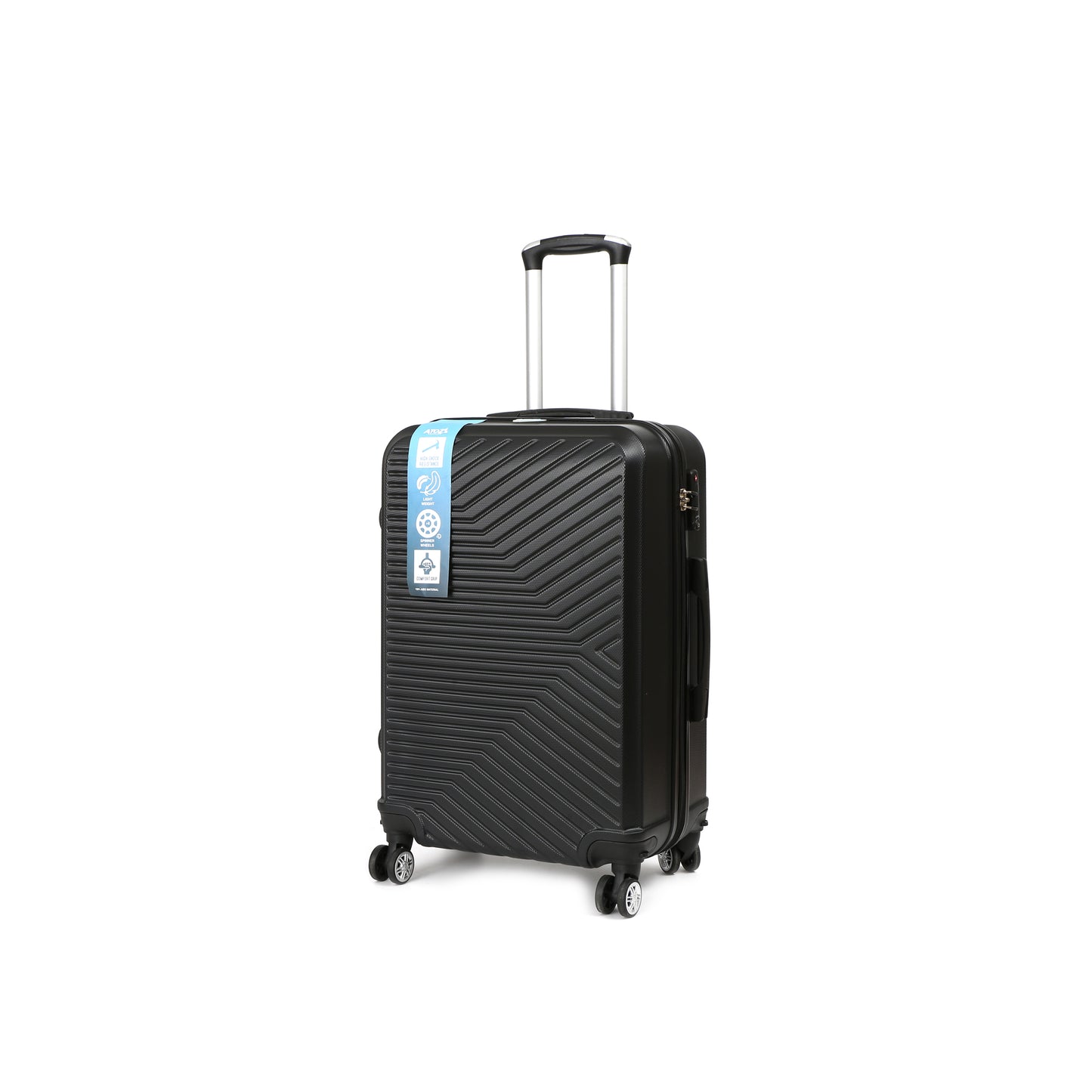 EvoTrav Reiskoffer 65cm ABS met TSA Zwart Schuin