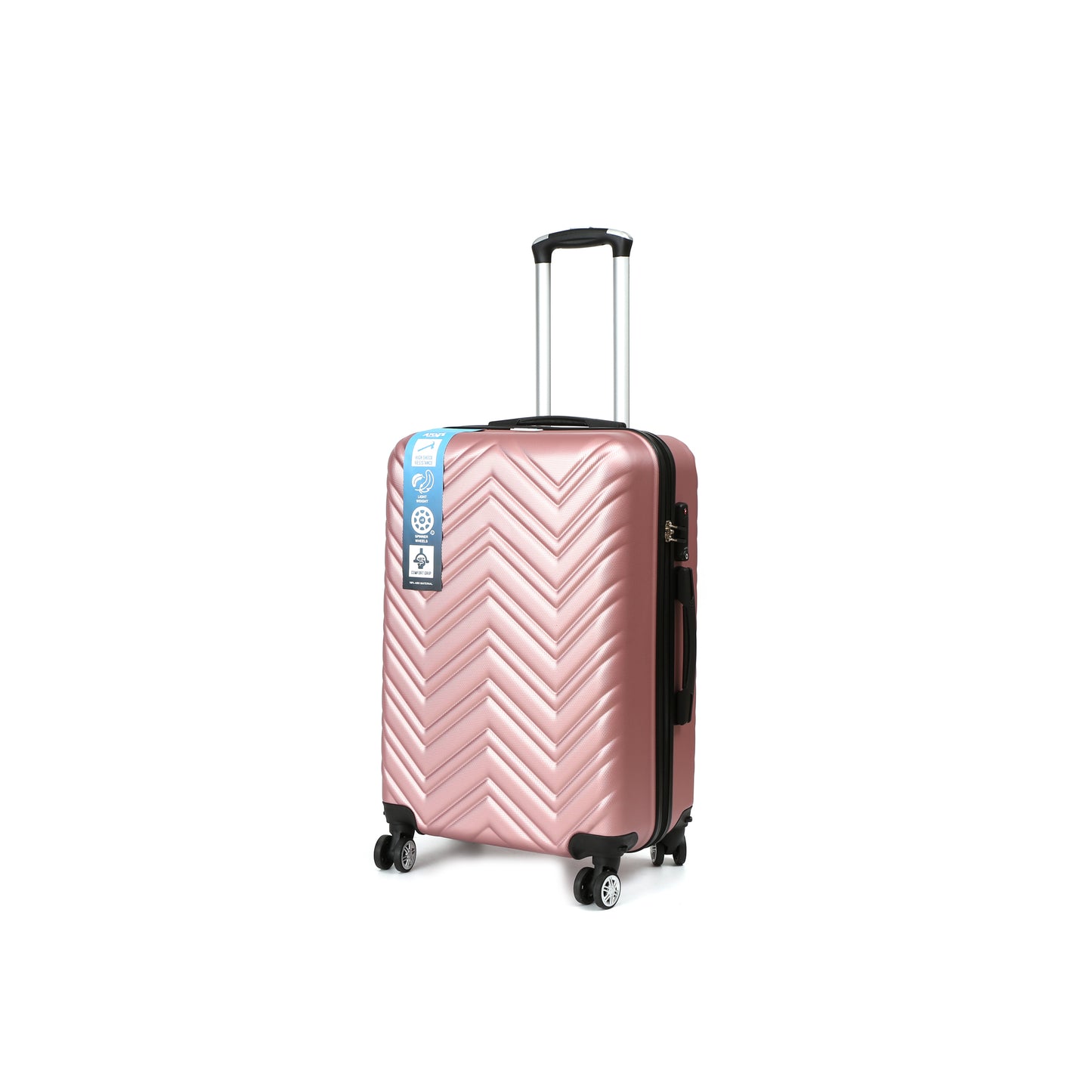 QualiTrav Reiskoffer 70cm ABS met TSA Roze Schuin